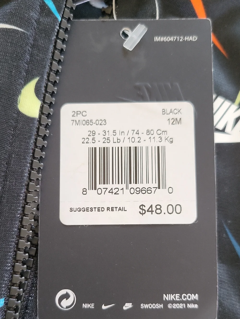 Baby Boys Nike 2 Pieces Set Sweatpants Nike Zipper Jacket For Boys 12month Black - Picture 8 of 8